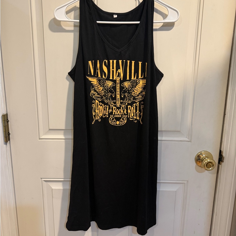 NWOT Black Nashville Rock & Roll Tank Dress